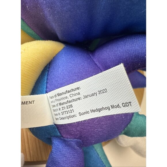 Sonic The Hedgehog Gradient 8” Plush SEGA Blue‎ Purple Toy Factory W/ Tags - Picture 10 of 10